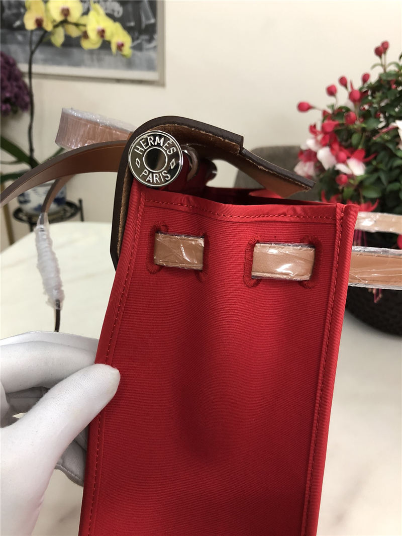 Hermes Herbag 31 bag Canvas and Leather Red High
