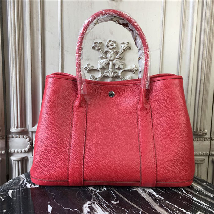 Hermes Garden Party 30/36 Bag Calfskin In Red High