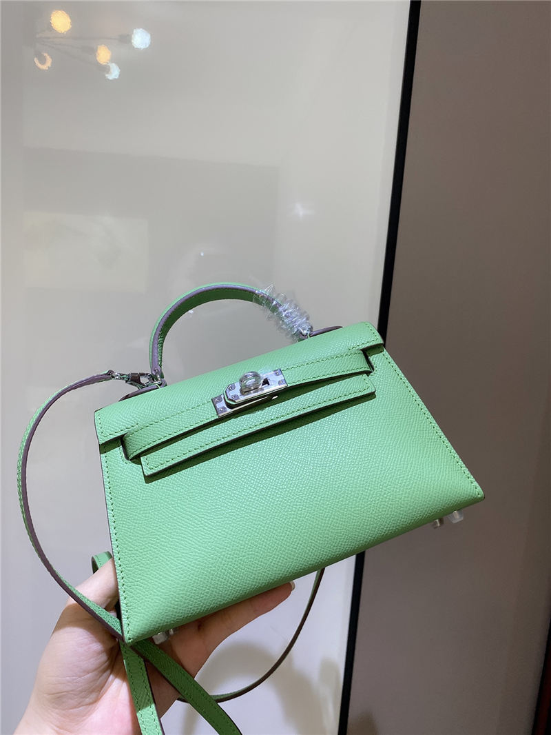 Hermes Kelly Mini II Bag Epsom Leather In Vert Criquet CTN High