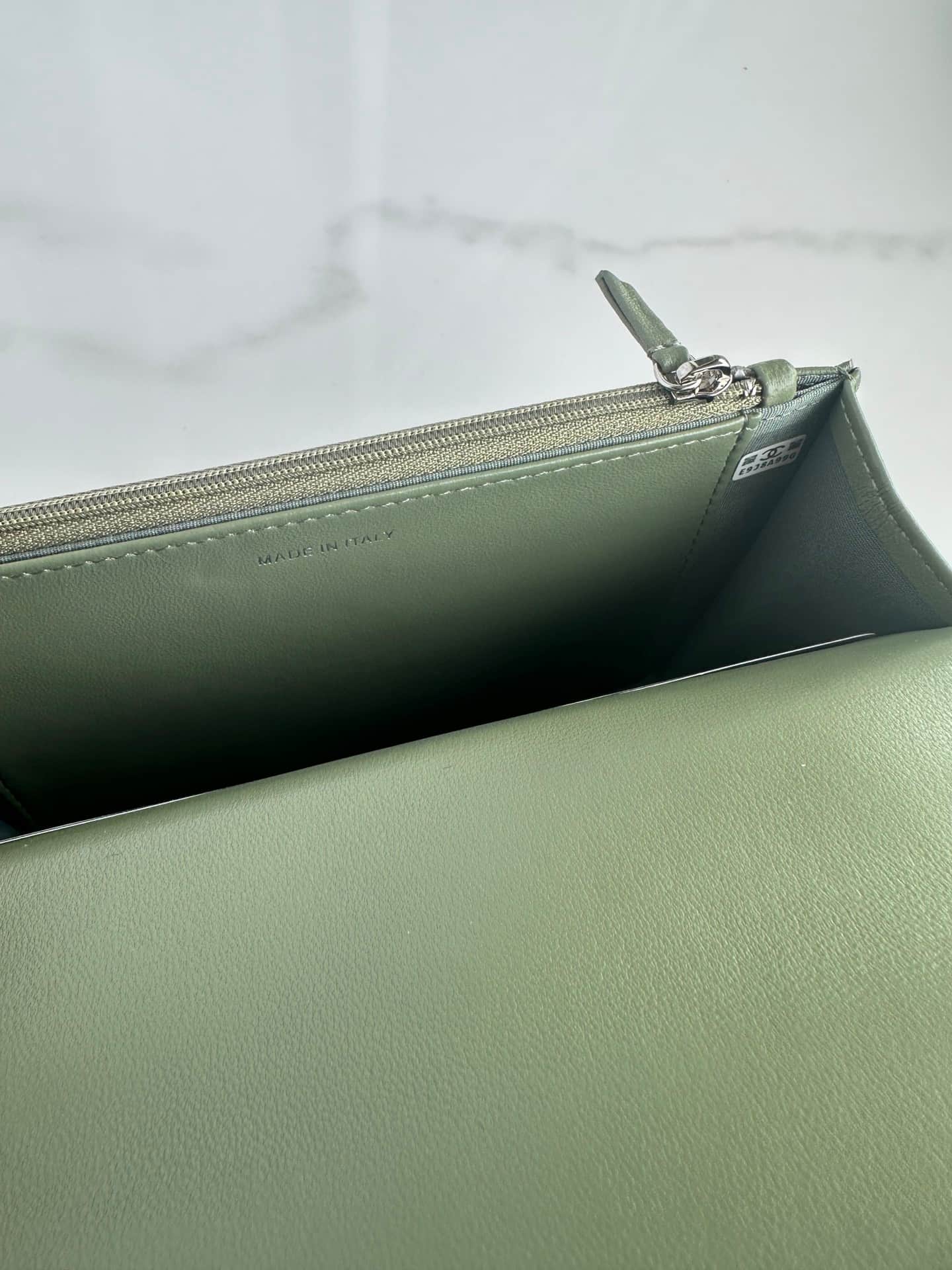 Chanel Wallet on Chain Lambskin Leather & Silver-Tone Metal Green AP0957 A
