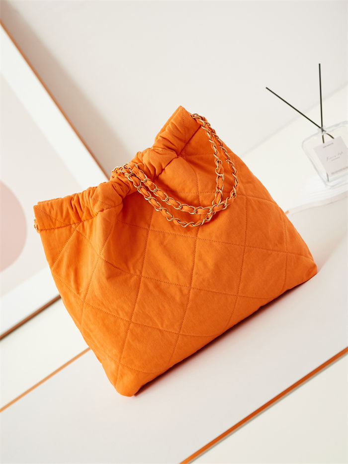Chanel 22 SMALL HANDBAG Canvas & Gold-Tone Metal AS3260 Orange A