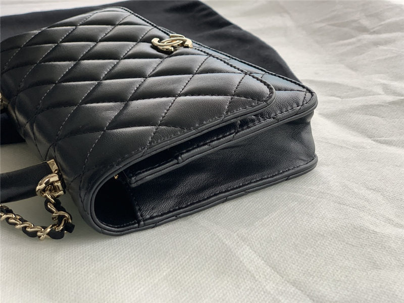 Chanel Wallet on Chain With Handle AP2844 Lambskin & Gold-Tone Metal Black A