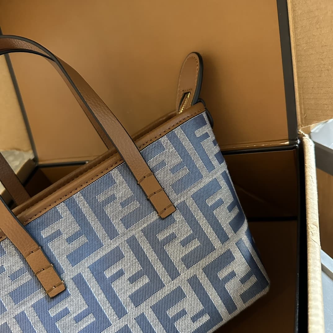 Fendi Mini Roll FF blue jacquard bag
