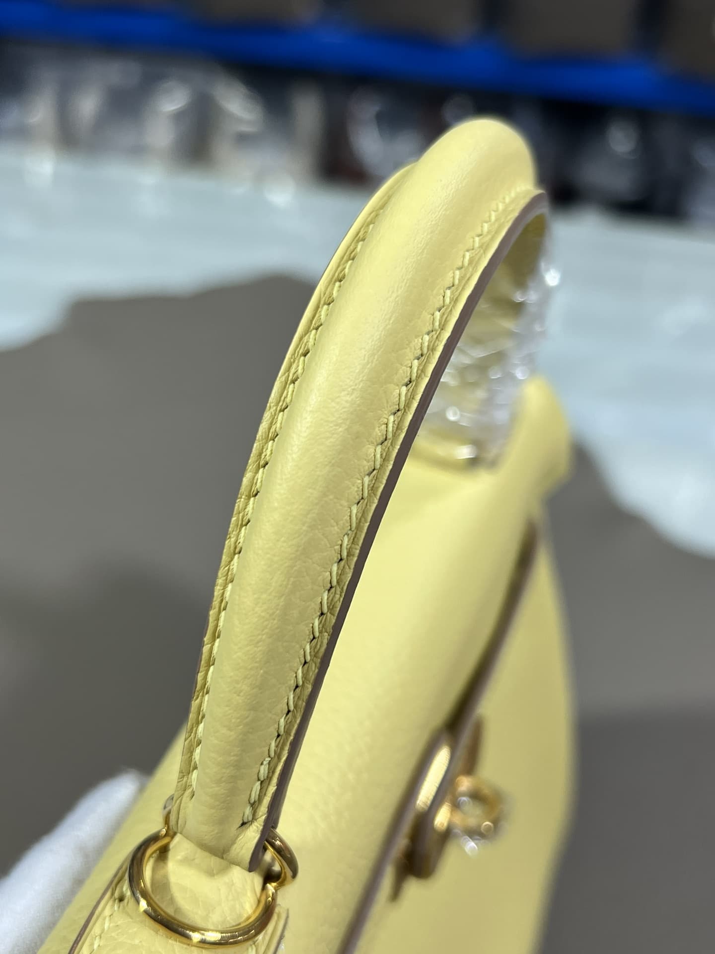 Hermes Kelly 25/28/32cm Retourne Bag Togo Leather In Jaune Poussin WAX High