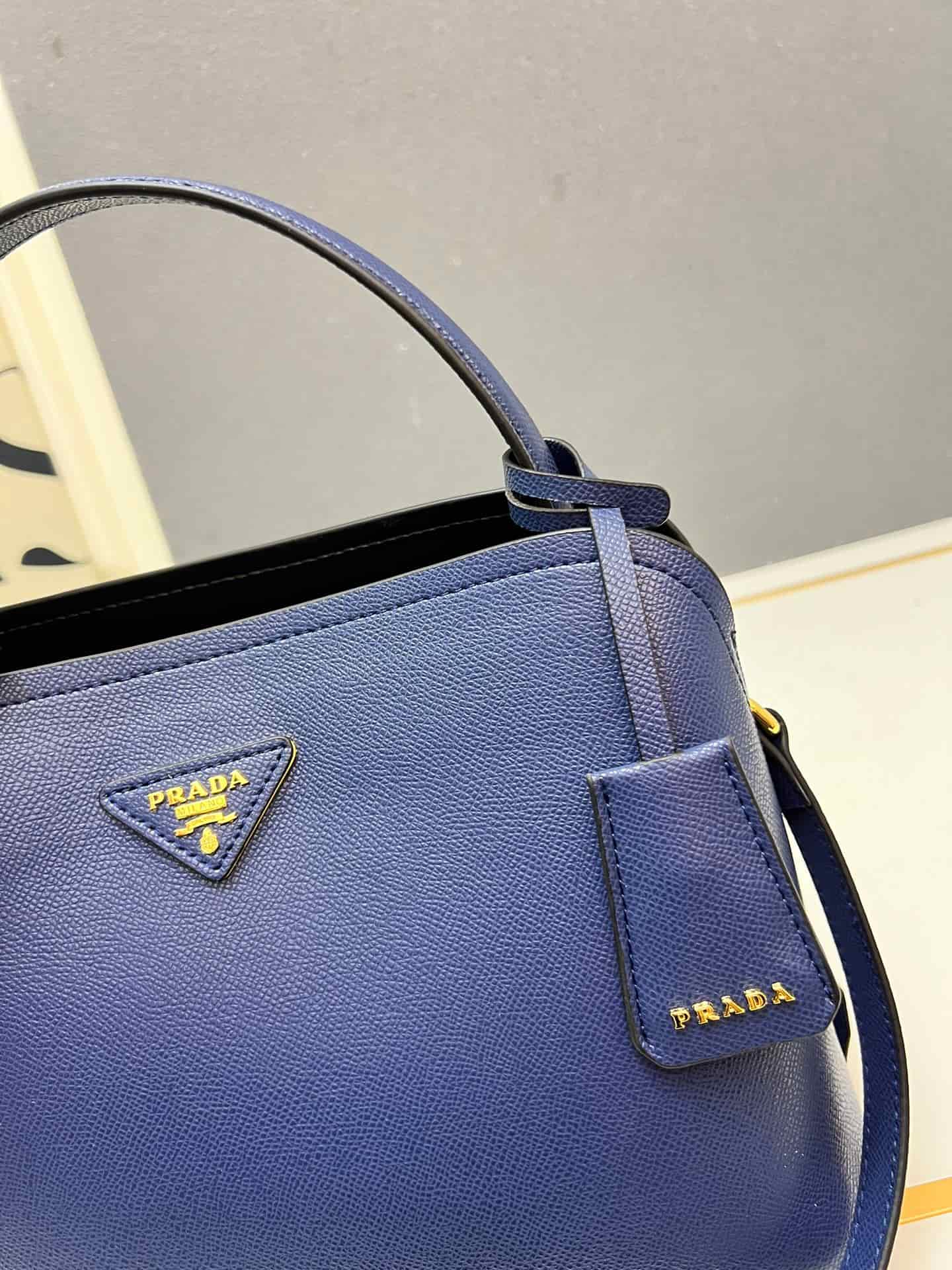 Prada Saffiano Leather Matinée Handbag Blue