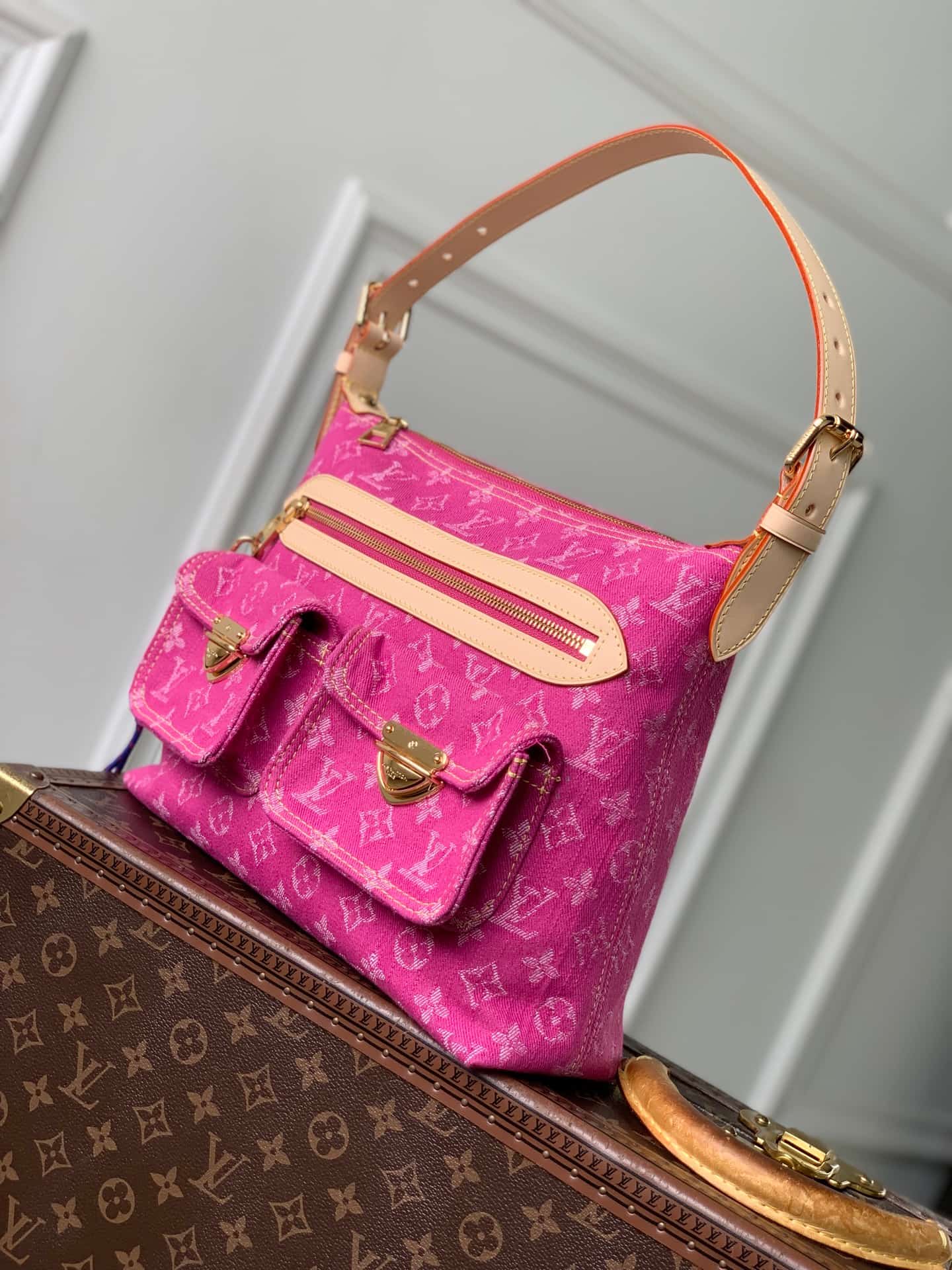 Louis Vuitton Baggy Monogram Fuchsia Denim M28266 High