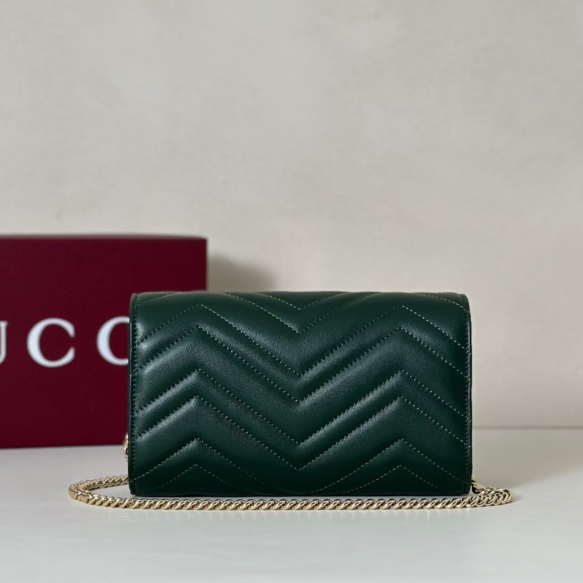 Gucci Marmont wallet on chain ‎Lambskin Drak Green 837745 High