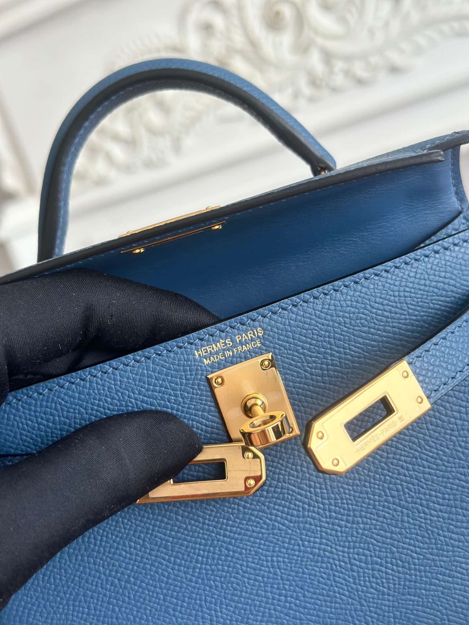 Hermes Kelly Mini II Bag Epsom Leather WAX Deep Bleu High