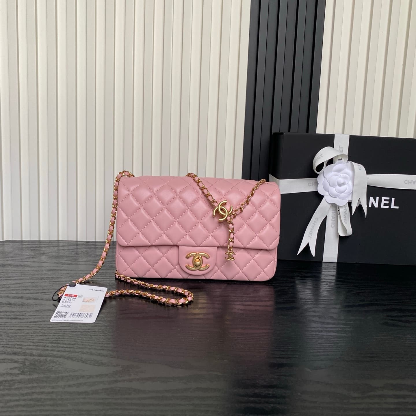 Chanel Classic Flap Bag Lambskin & Gold-Tone Metal AS5756 Pink High