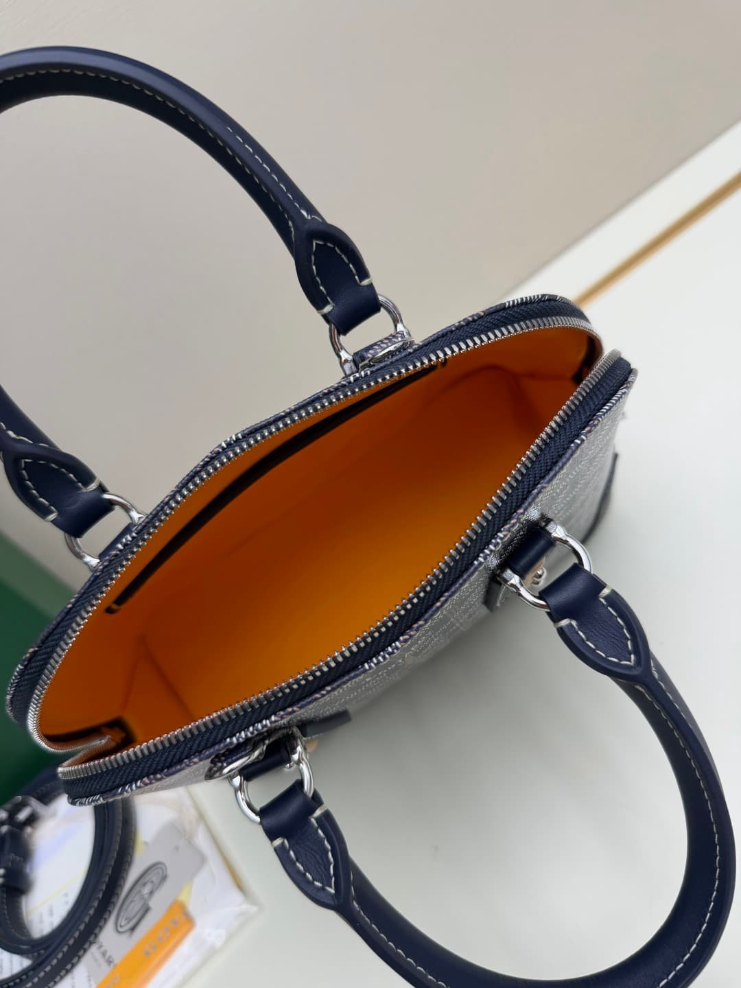 Goyard Vendôme mini bag in Goyardine coated canvas navy blue high