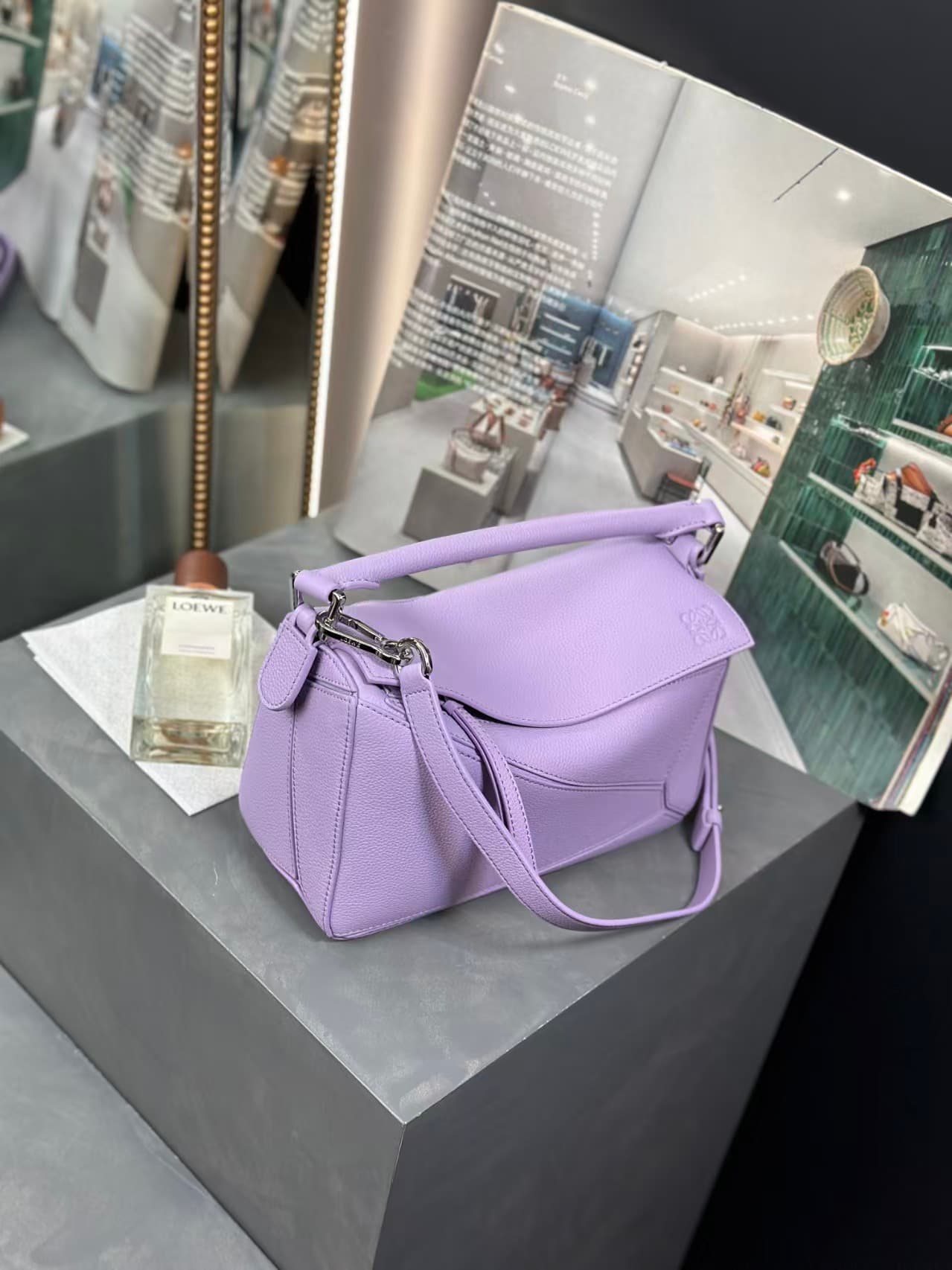 Loewe Small Puzzle bag Purple Calfskin Leather High