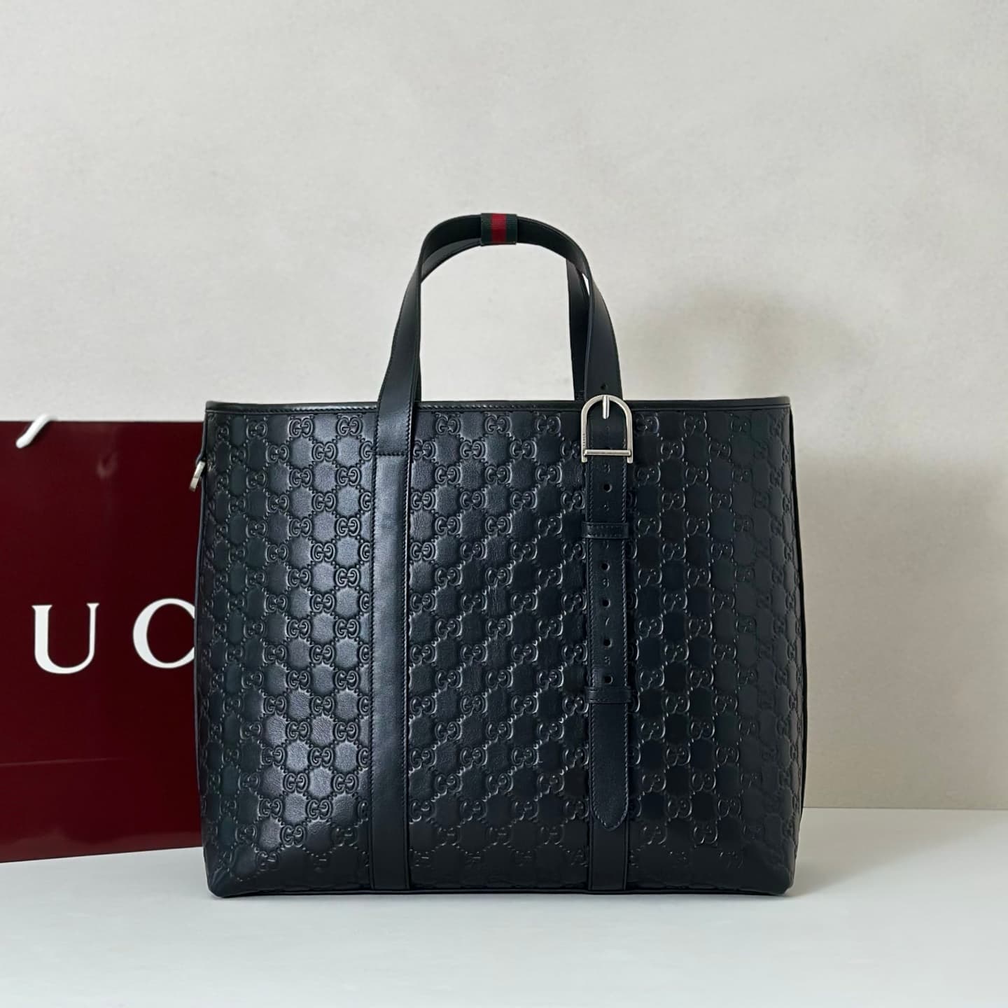 Gucci GG Emblem Large Tote Bag 850218 Black High