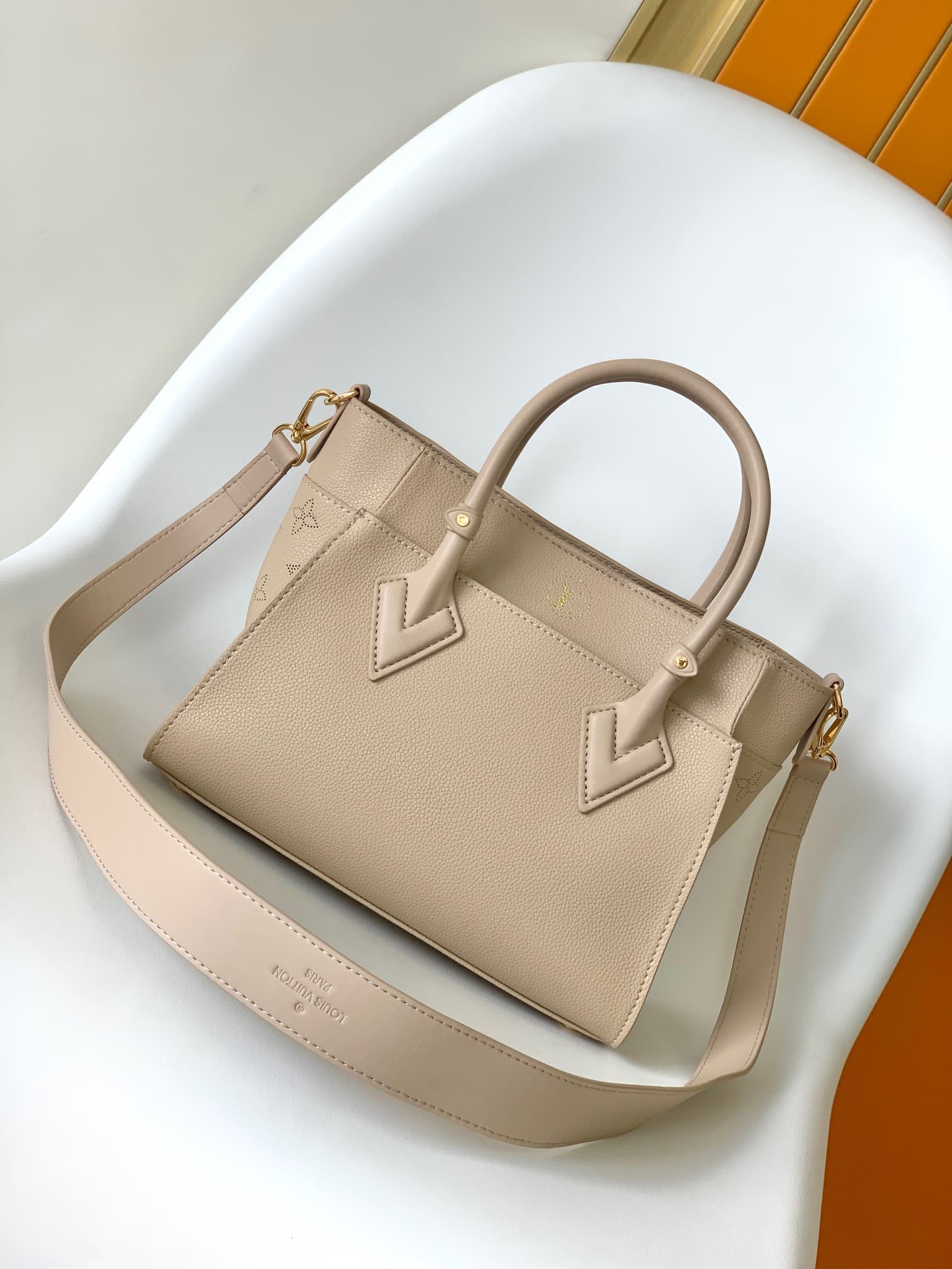 Louis Vuitton On My Side PM Galet Beige Calf leather and perforated calf leather M20600 High