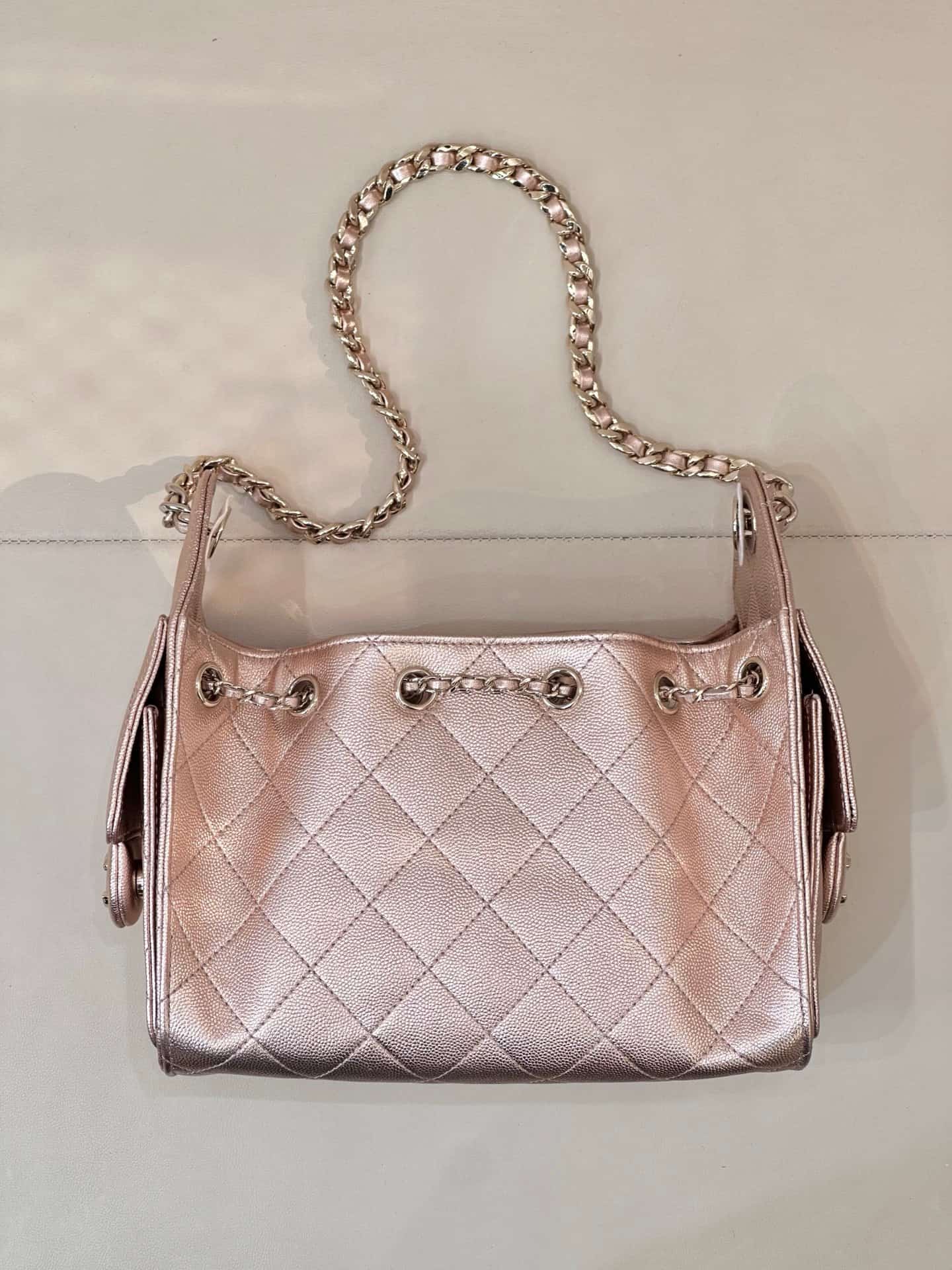 CHANEL 25 Mini Handbag AS5631 Grained Calfskin & Gold-tone Metal Rose Gold TOP