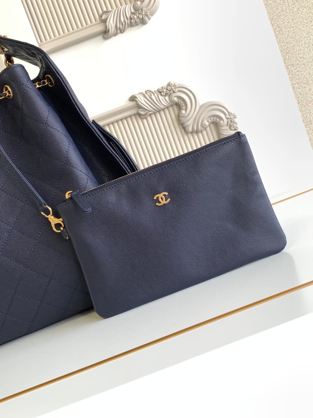 Chanel 25 Medium Hobo Medium handbag AS5311 Grained Calfskin & Gold-tone Metal Dark Blue A