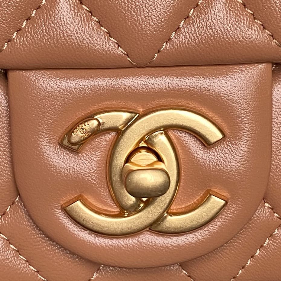 Chanel Mini Classic Flap Bag Lambskin & Gold-Tone Metal AS5758 Tan High