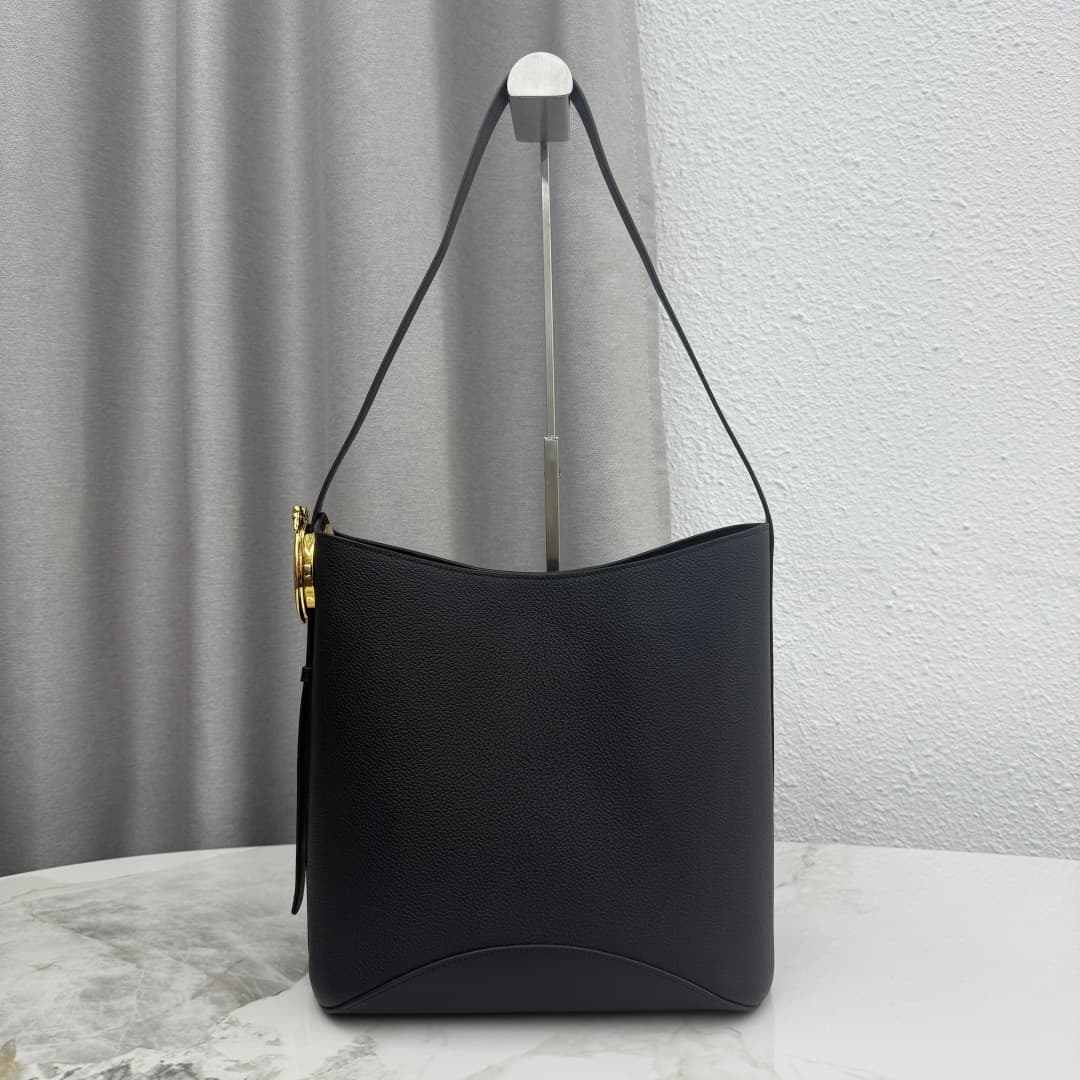 Dior Medaillon Bucket Bag in Black Grained Calfskin High