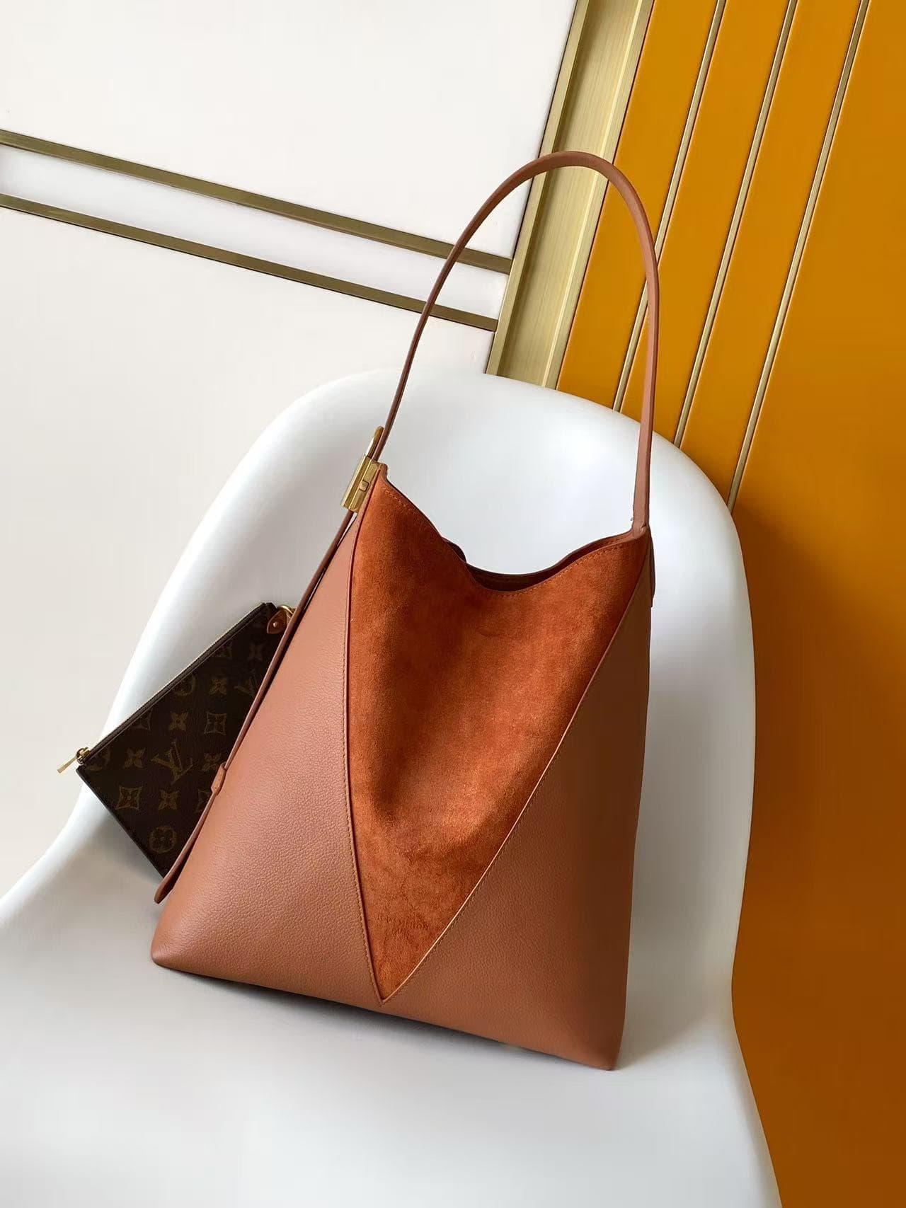 Louis Vuitton Low Key Hobo MM Cognac Brown Grained calfskin and suede M29156 High