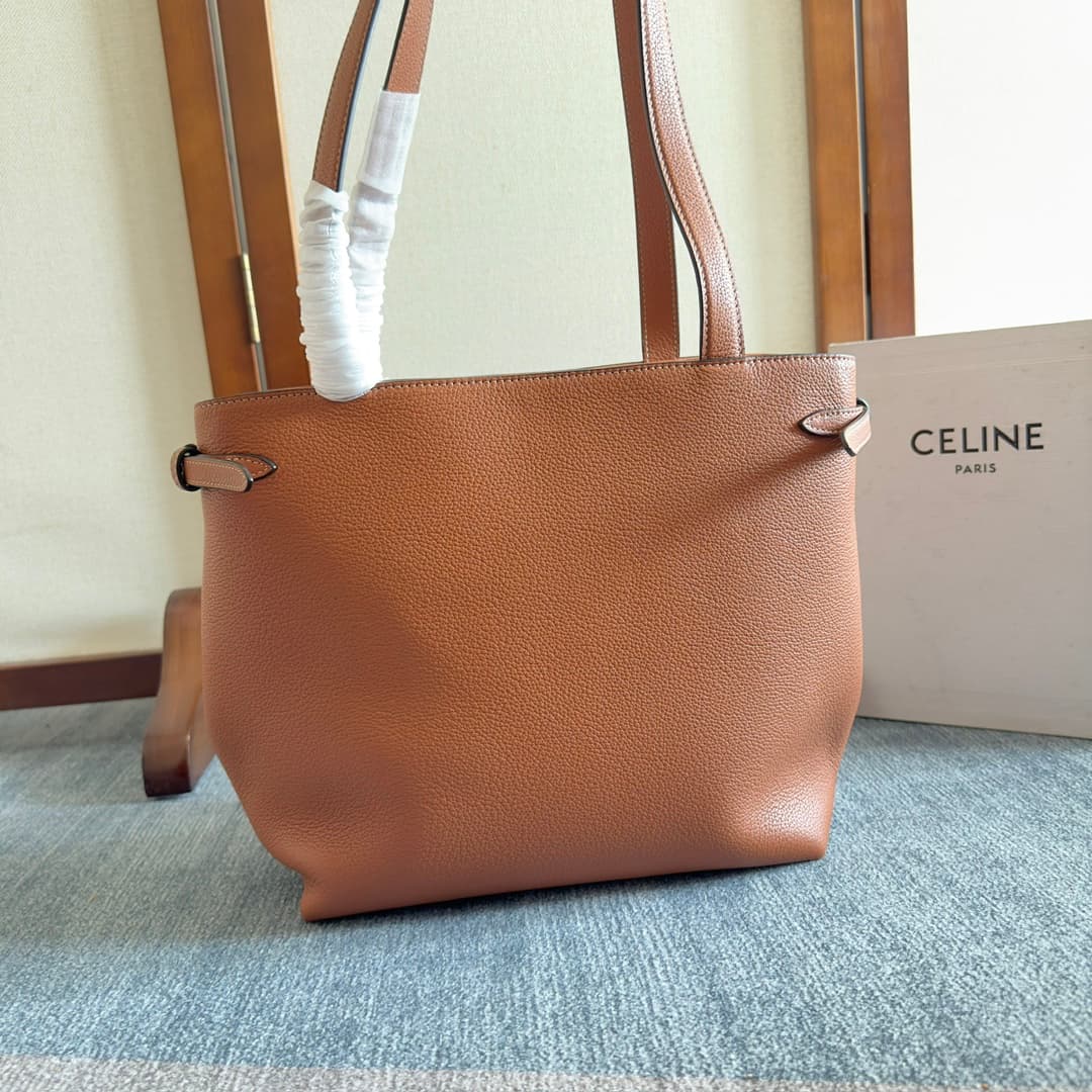 CELINE Cabas Anais Shopper Bag in Tan Grained Calfskin High