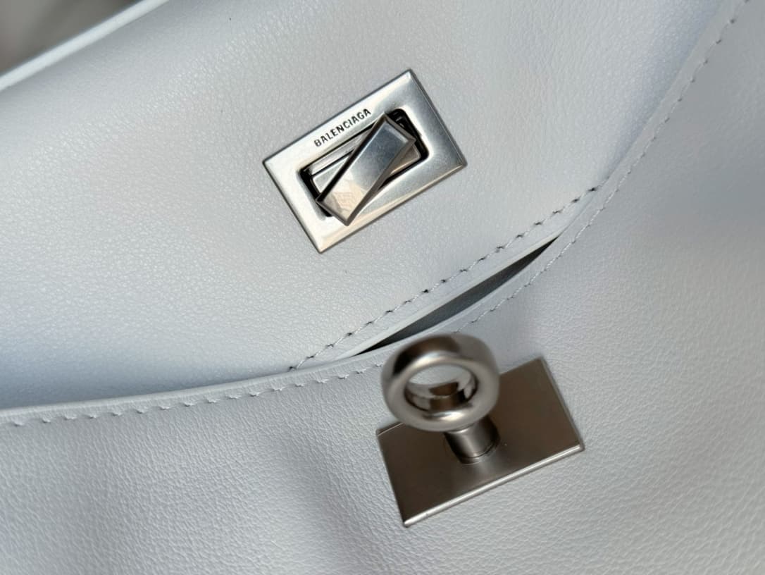 Balenciaga Rodeo Medium Bag in White Leather With Sliver-Tone Metal TOP