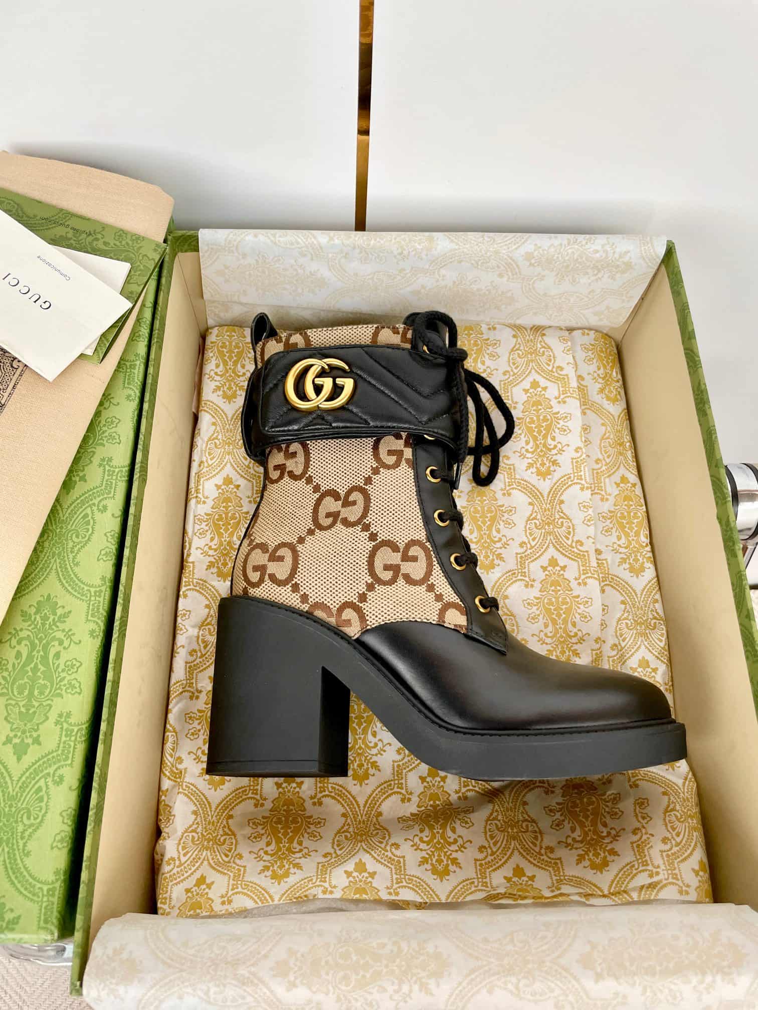 Gucci Double G Leather Boots Shoes Women