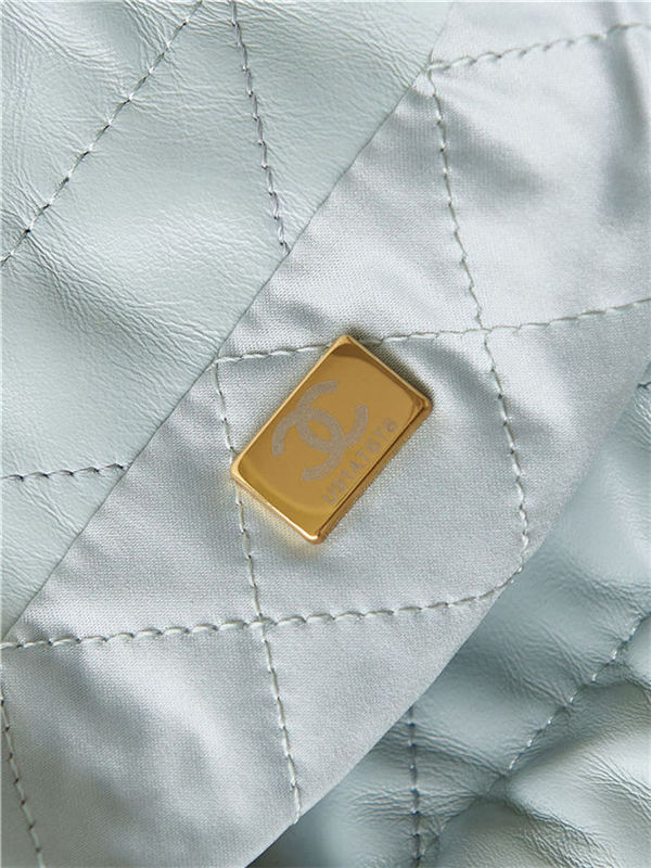 Chanel 22 MINI HANDBAG Shiny Calfskin Pale Green & Gold-Tone Metal AS3980 A