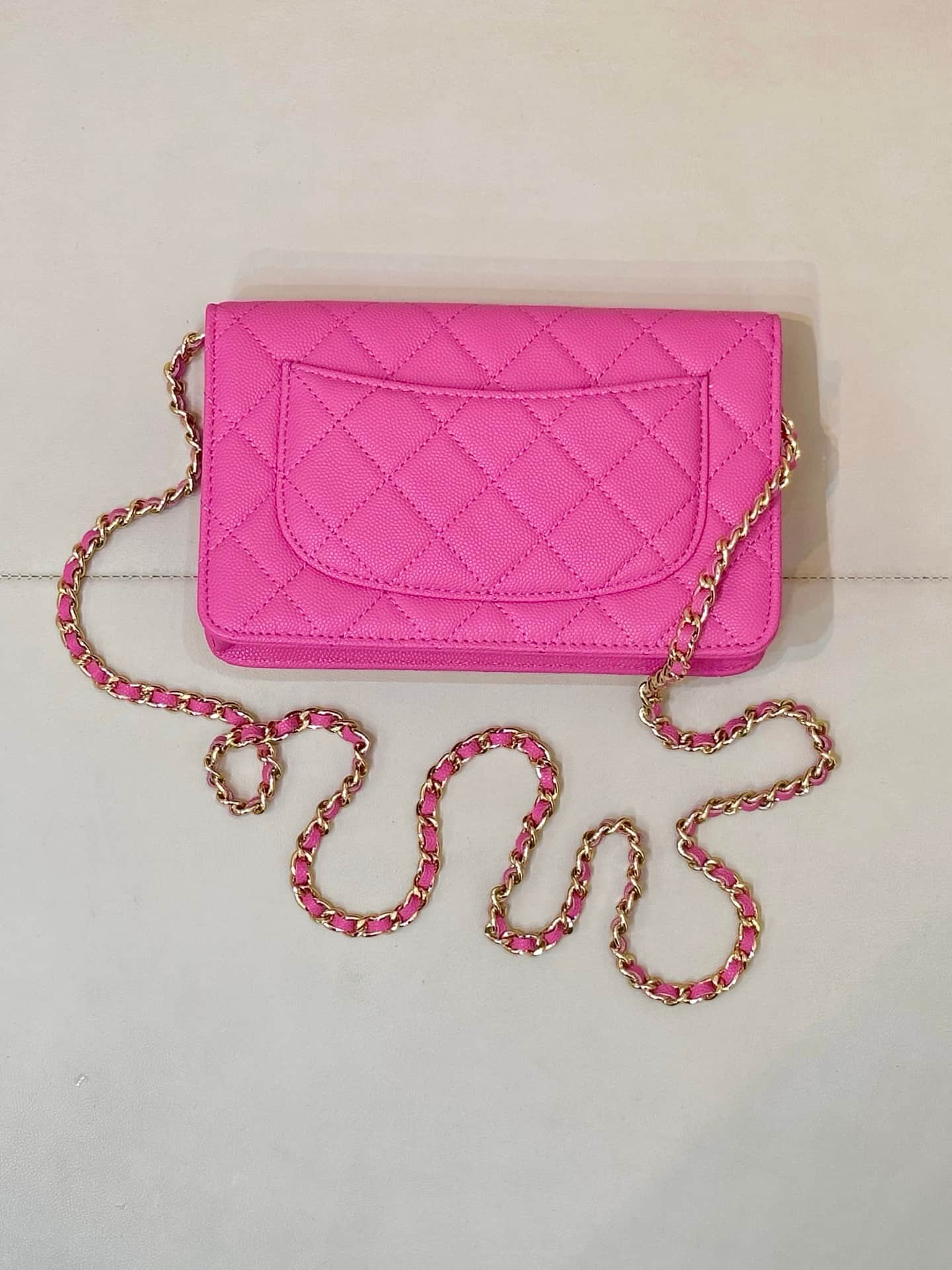Chanel Classic Wallet on Chain Grained Shiny Calfskin& Gold-Tone Metal AP4241 Plum Red TOP