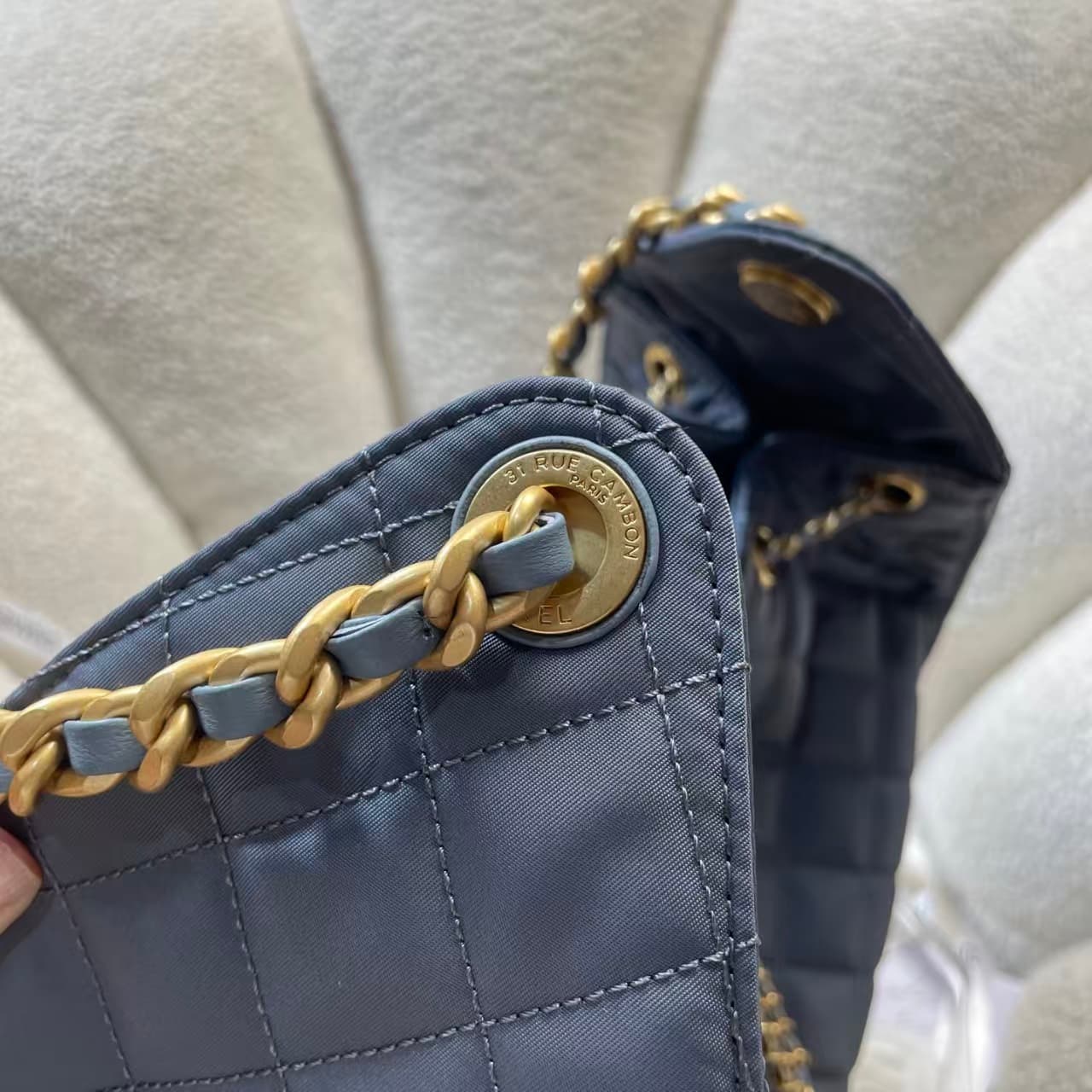 Chanel 25 Medium Hobo handbag AS5311 Canvas & Gold-Tone Metal Drak Blue  A