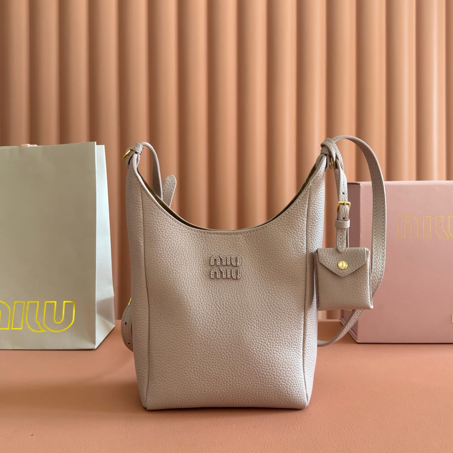 Miu Miu brown leather bucket crossbody bag 5be098 TOP