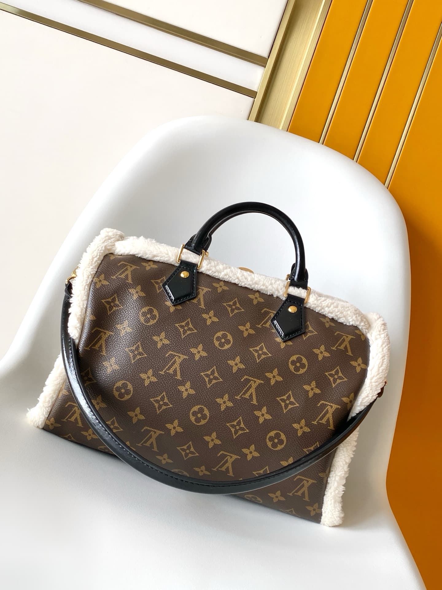 Louis Vuitton Speedy Soft 30 Teddy Monogram Shearling Coated canvas M26326 High