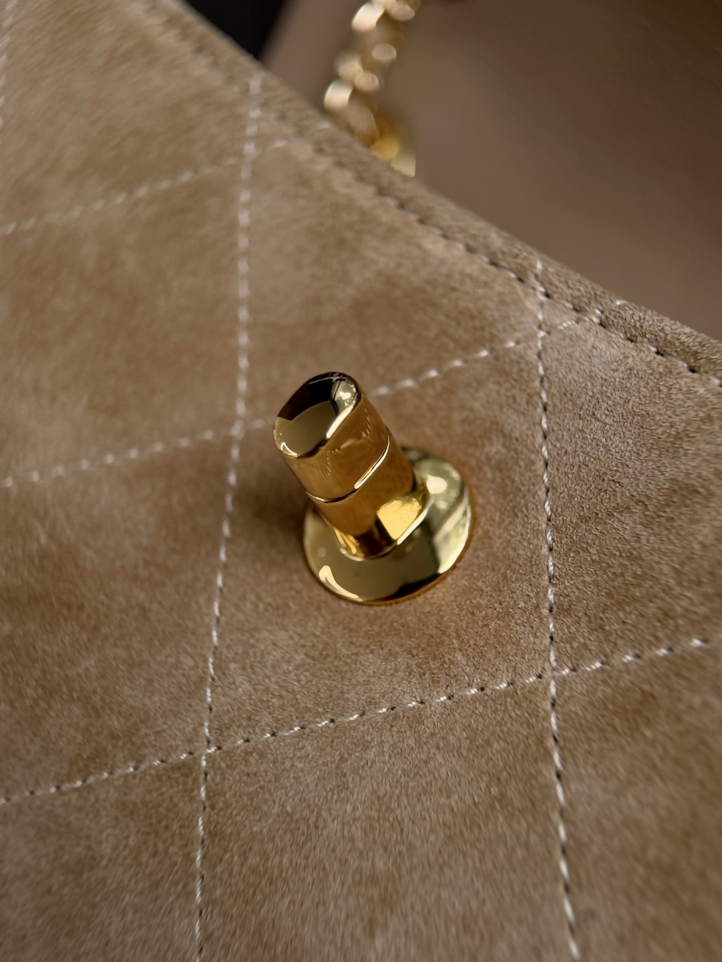 Chanel Flap Bag Suede Calfskin & Gold-Tone Metal Beige AS6449 A