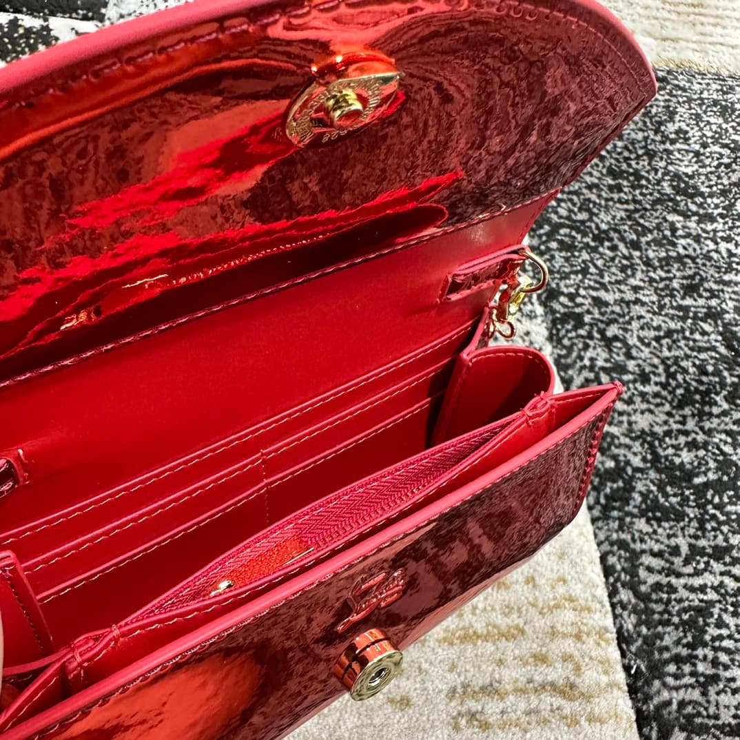 Christian Louboutin Loubi54 patent leather shoulder bag in red High