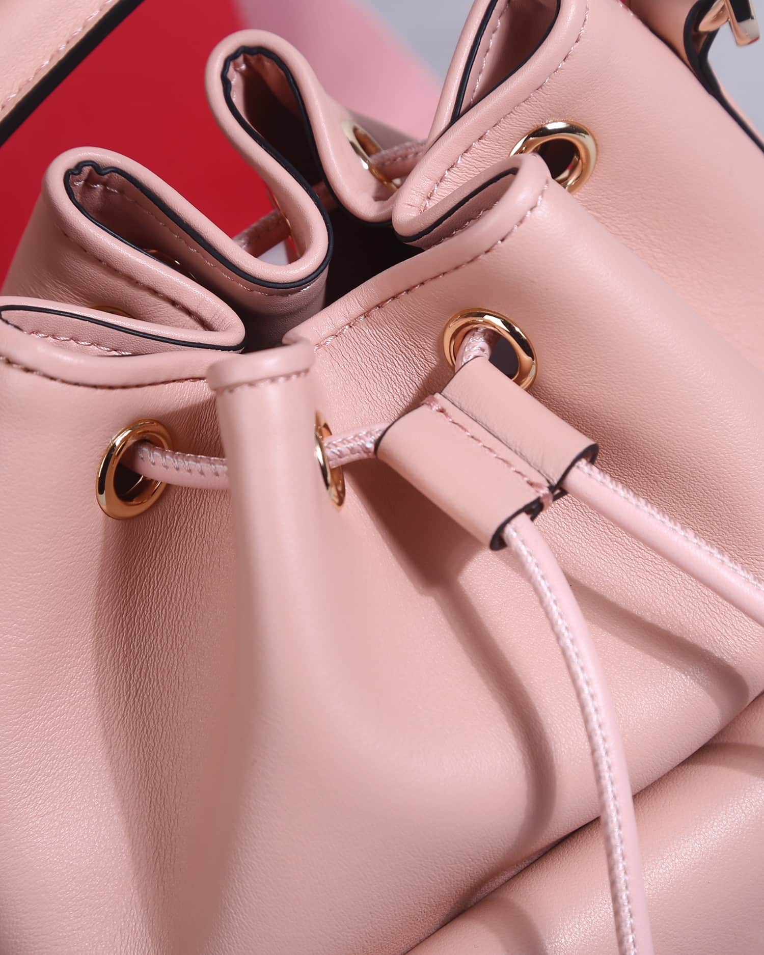 Valentino Garavani Locò calfskin leather bucket bag in soft pink 22058 High