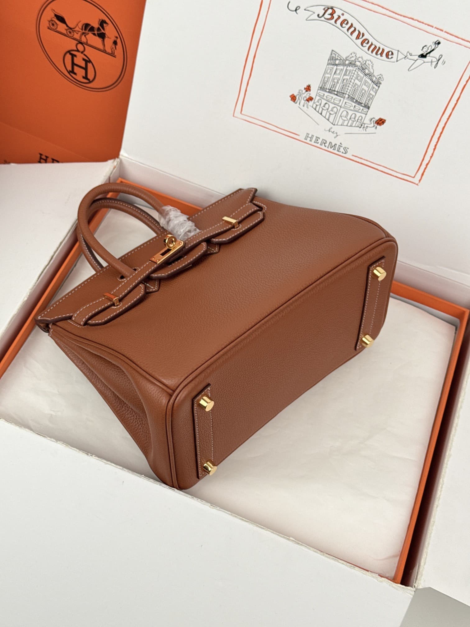 Hermes Birkin 25/30 Bag Togo Calfskin Leather Gold High