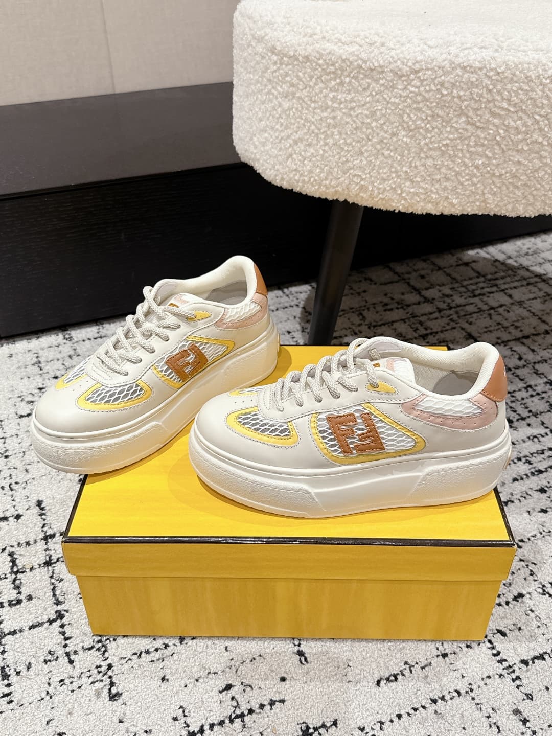 Fendi Match Leather Sneaker shoes Women
