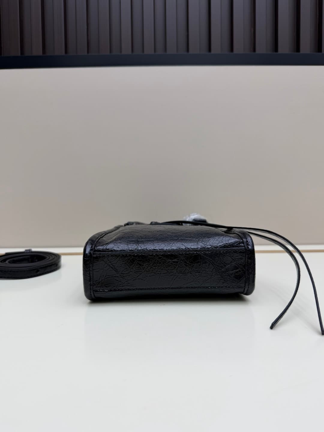 Balenciaga Le City Leather Tote Phone Holder Black High