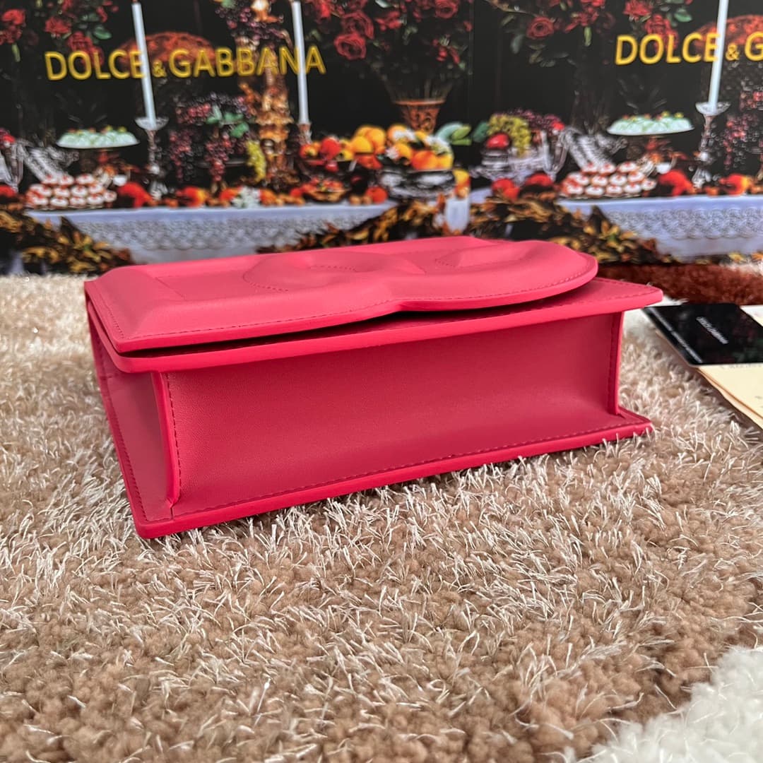 Dolce & Gabbana Peach-pink calf leather DG Logo crossbody bag high