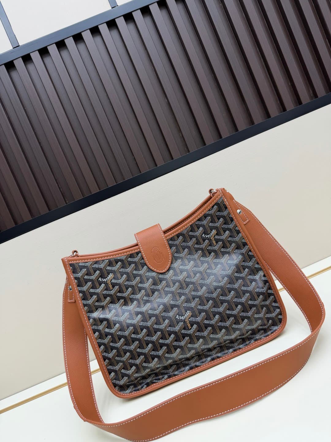 Goyard Musette PM bag in brown Goyardine canvas Mid