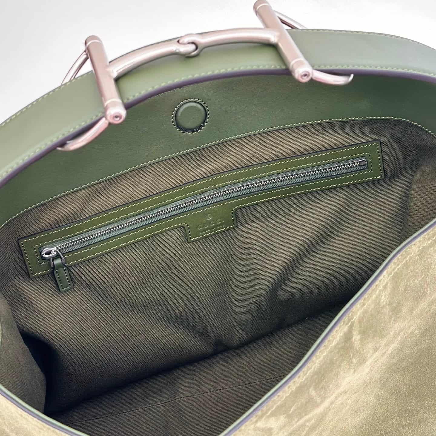 Gucci Beatrix medium tote bag 850926 Green Suede High