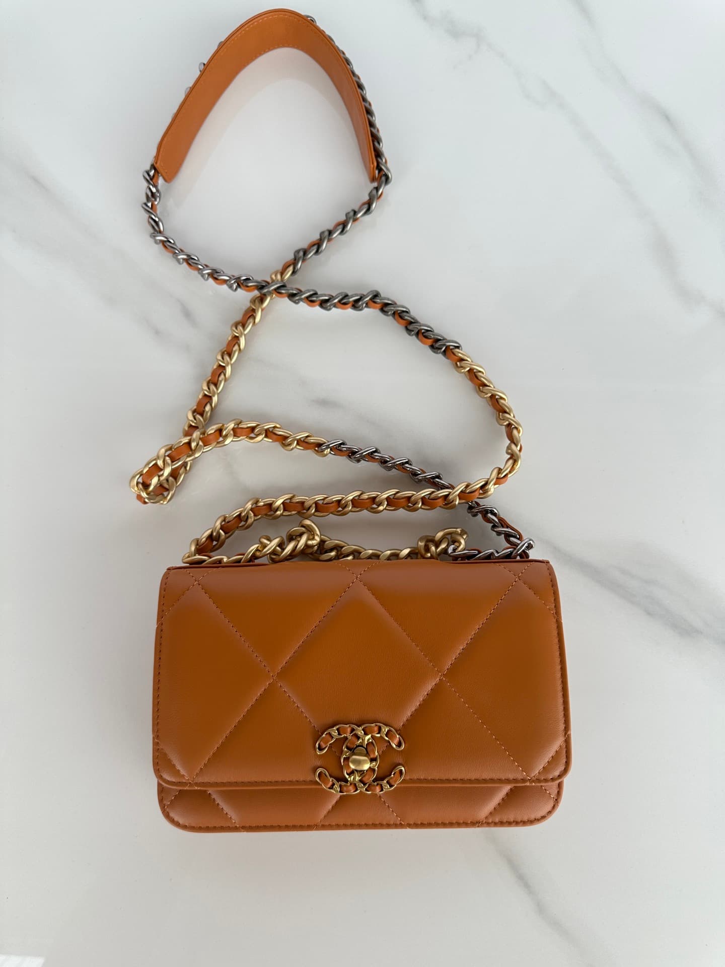 Chanel Wallet on Chain Lambskin Leather & Gold-Tone Metal Caramel AP0957 A