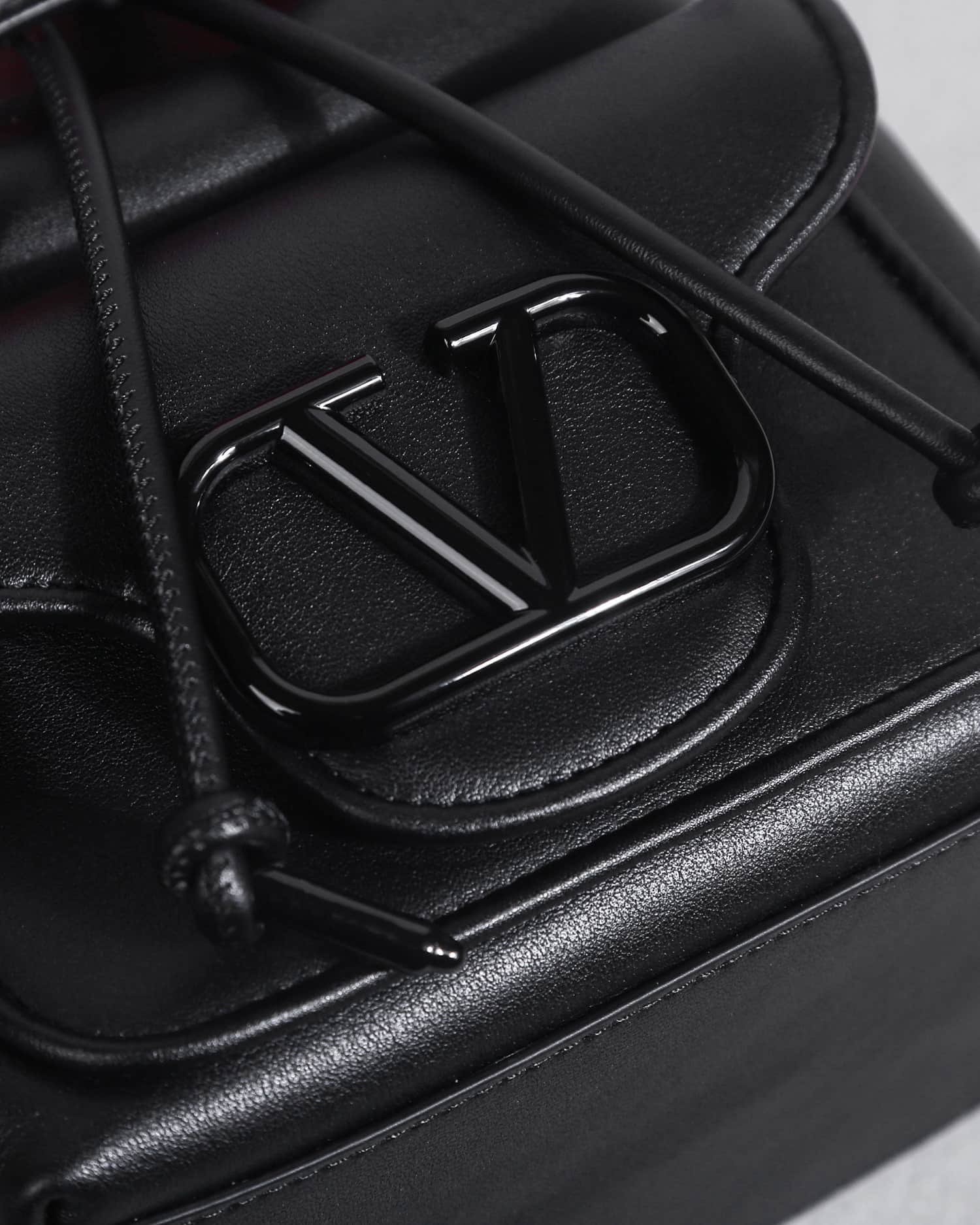 Valentino Garavani Locò calfskin leather bucket bag in black 22058 High
