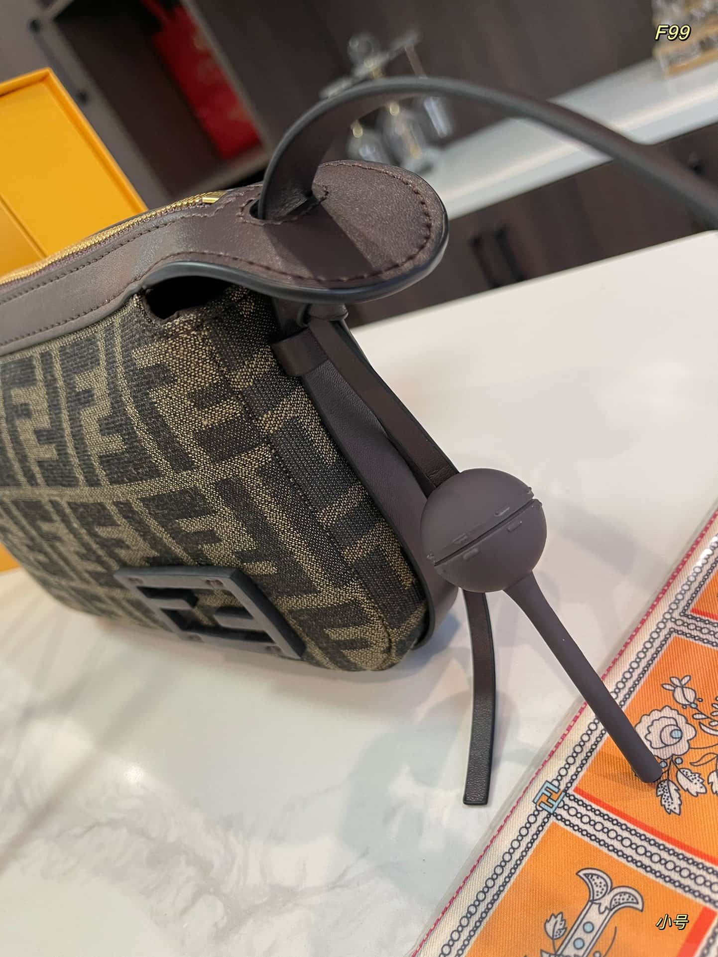 Simply Fendi Mini Brown FF jacquard fabric bag