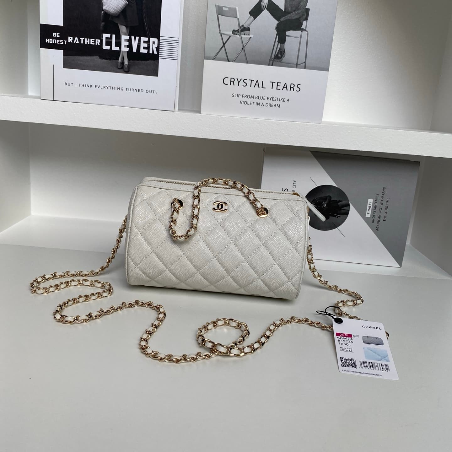 Chanel Classic Clutch with Chain Grained Calfskin & Gold-Tone Metal White AP4474 High