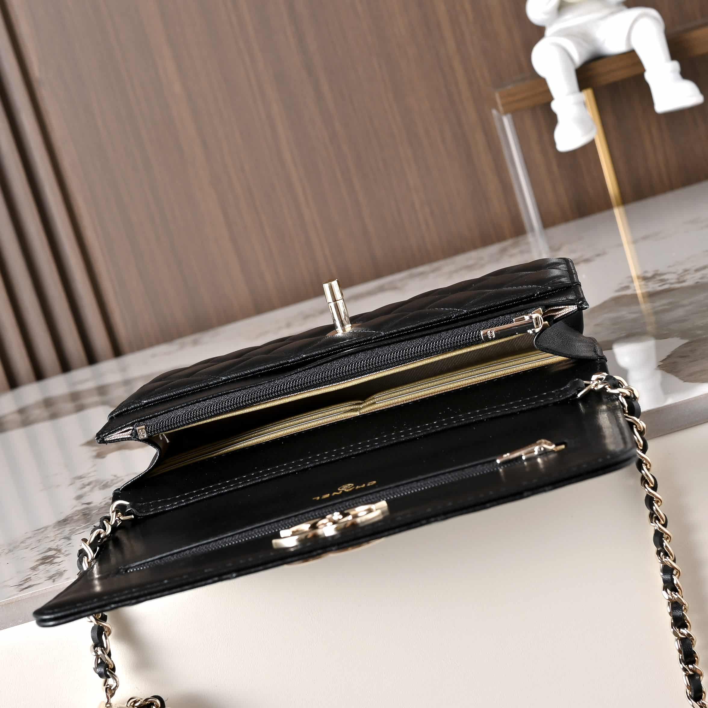 Chanel Wallet on Chain Quilted Leather & Gold-Tone Metal Black AP3938 High