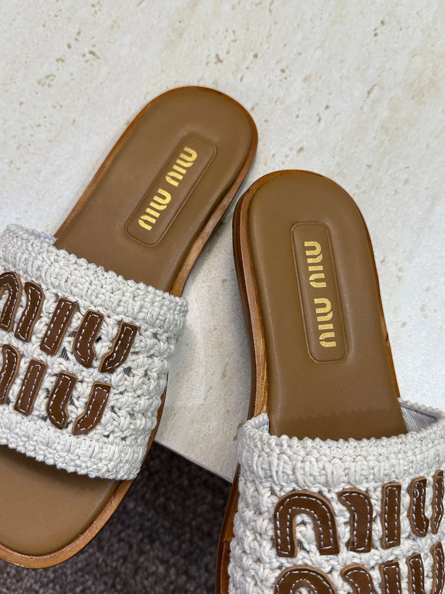 Miu Miu Crochet Slide Sandal Shoes Women