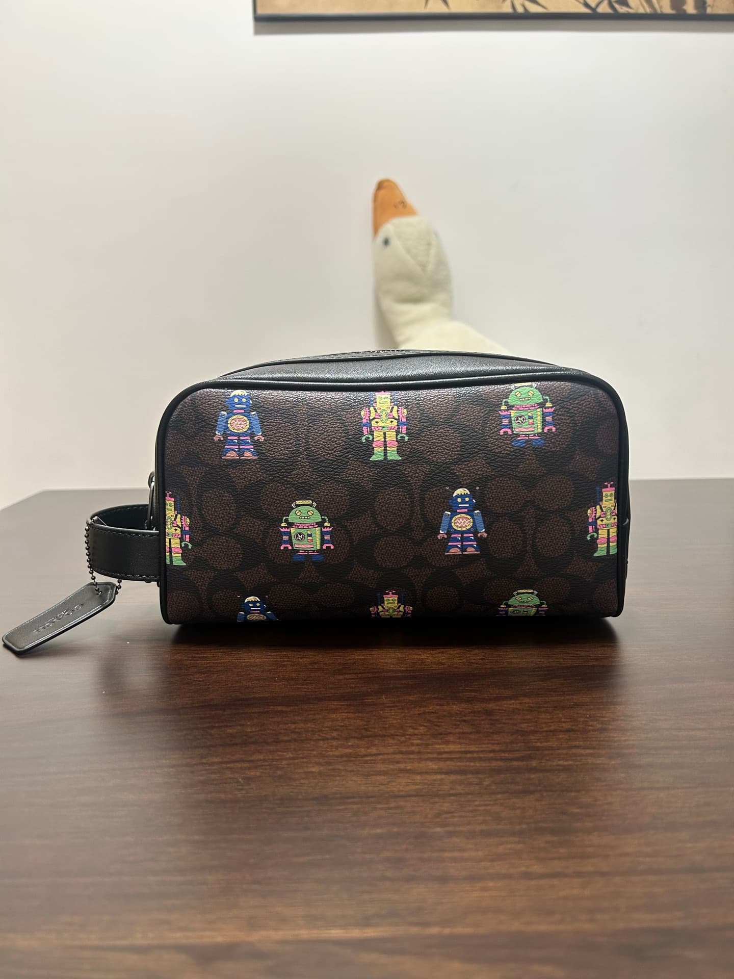 Coach Small Travel Kit in Signature Coated Canvas with Vibrant Robot Print High
