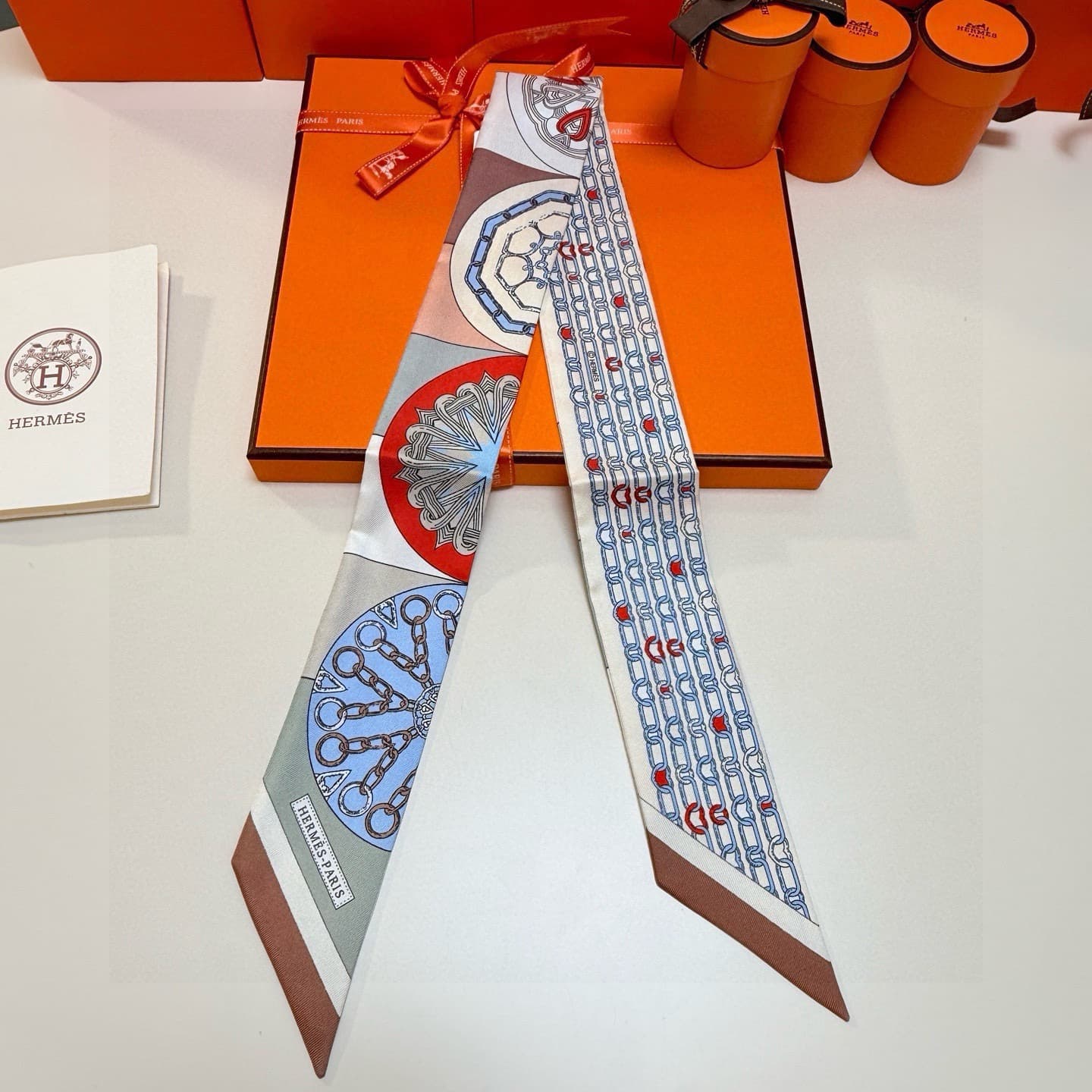 Hermes Silk L'Effet Kaleidoscope Twilly scarf