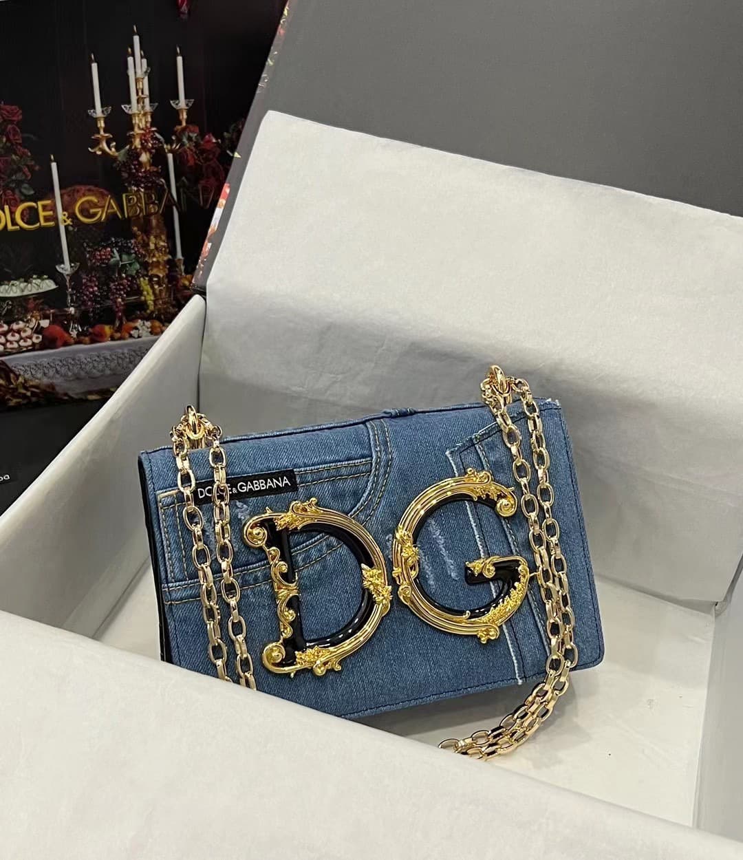 Dolce & Gabbana Denim DG Girls shoulder bag in blue high