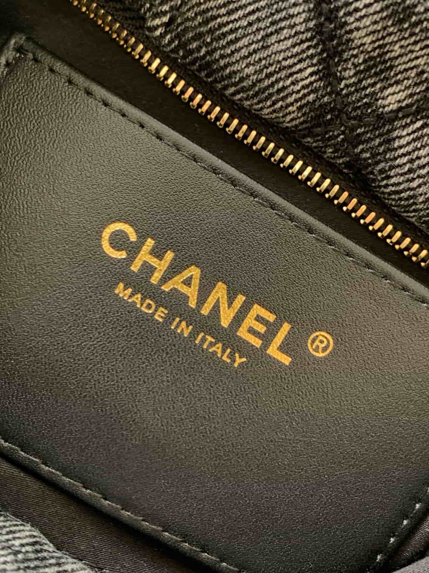 Chanel Mini Bow Bag Denim & Gold-Tone Metal Black AS5849 A