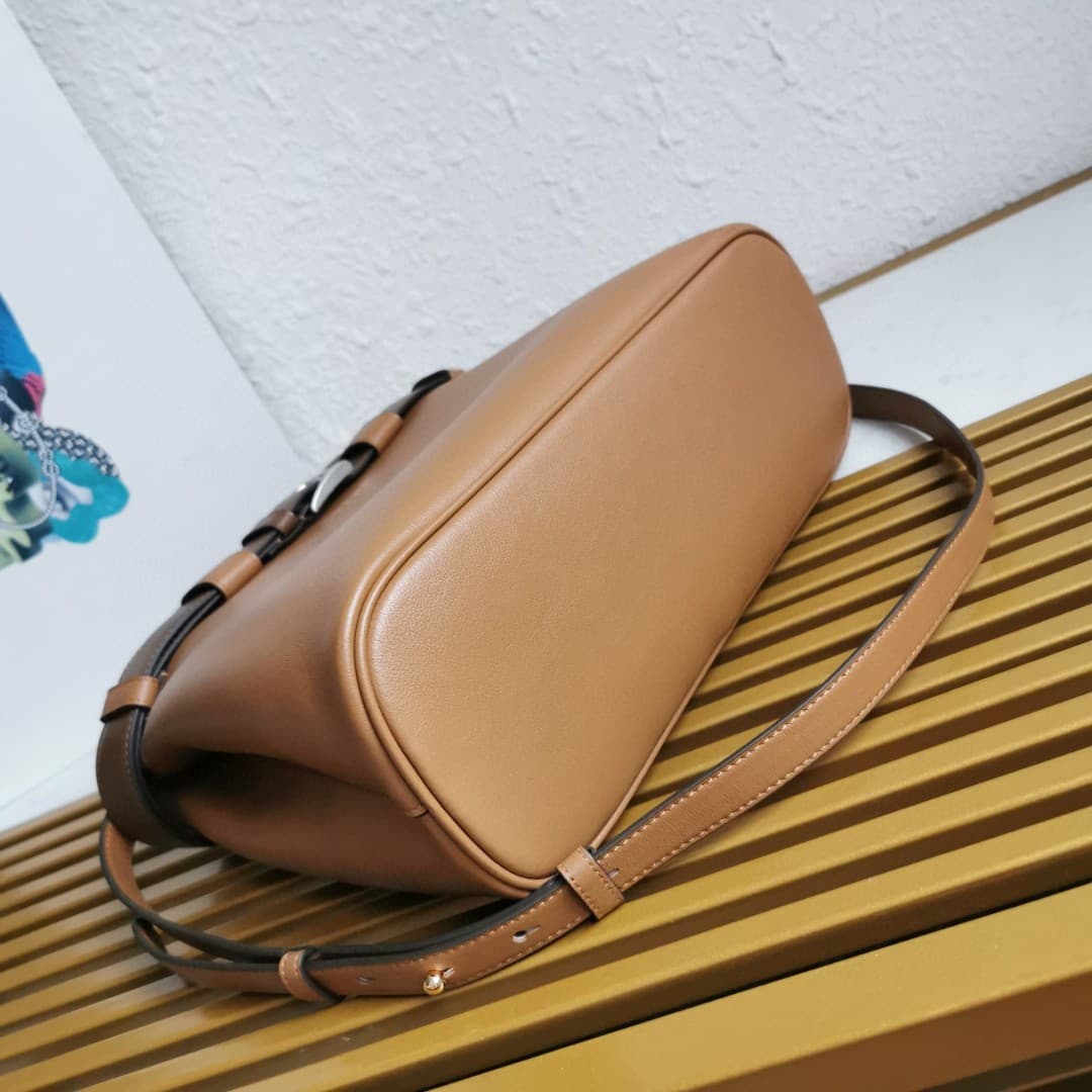 Prada Buckle small leather handbag with belt 1BA434 Caramel High